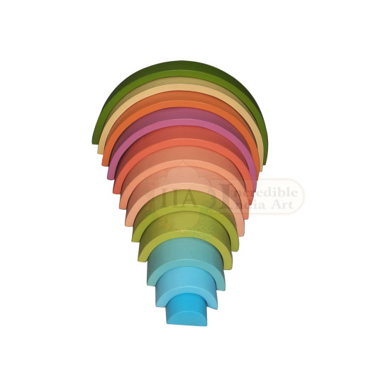 12 Pcs Rainbow Stacker in Pastel/Macaron Colors - Green Shades