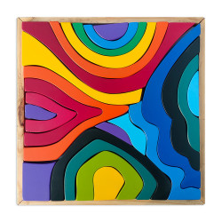 Waldorf Large Toy Four Elements Puzzle Rainbow Stacker Nesting Wooden Building Blocks Montessori puzzlе Rainbow Stacker, cave, Water, fire, Flame, Earth, Waves, air, Stacking