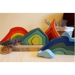 Waldorf Large Toy Four Elements Rainbow Stacker - Nesting Wooden Building Blocks Montessori Puzzle