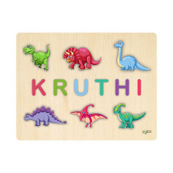 Customized Wooden Name Puzzle with Dinosaur, Gift for Kids, Personalized Gift for Boy, Gift for Toddlers, Baby's First, Wood Toys